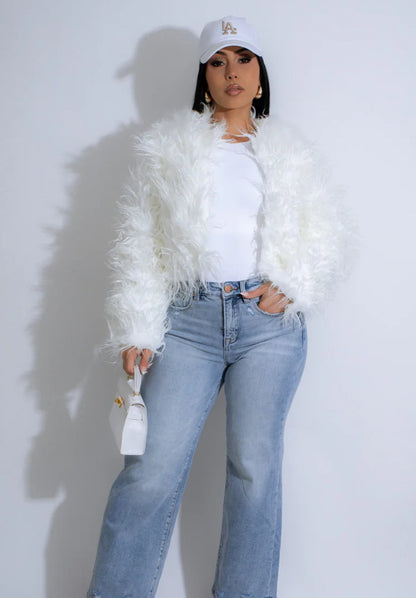 Faux shaggy fur jacket