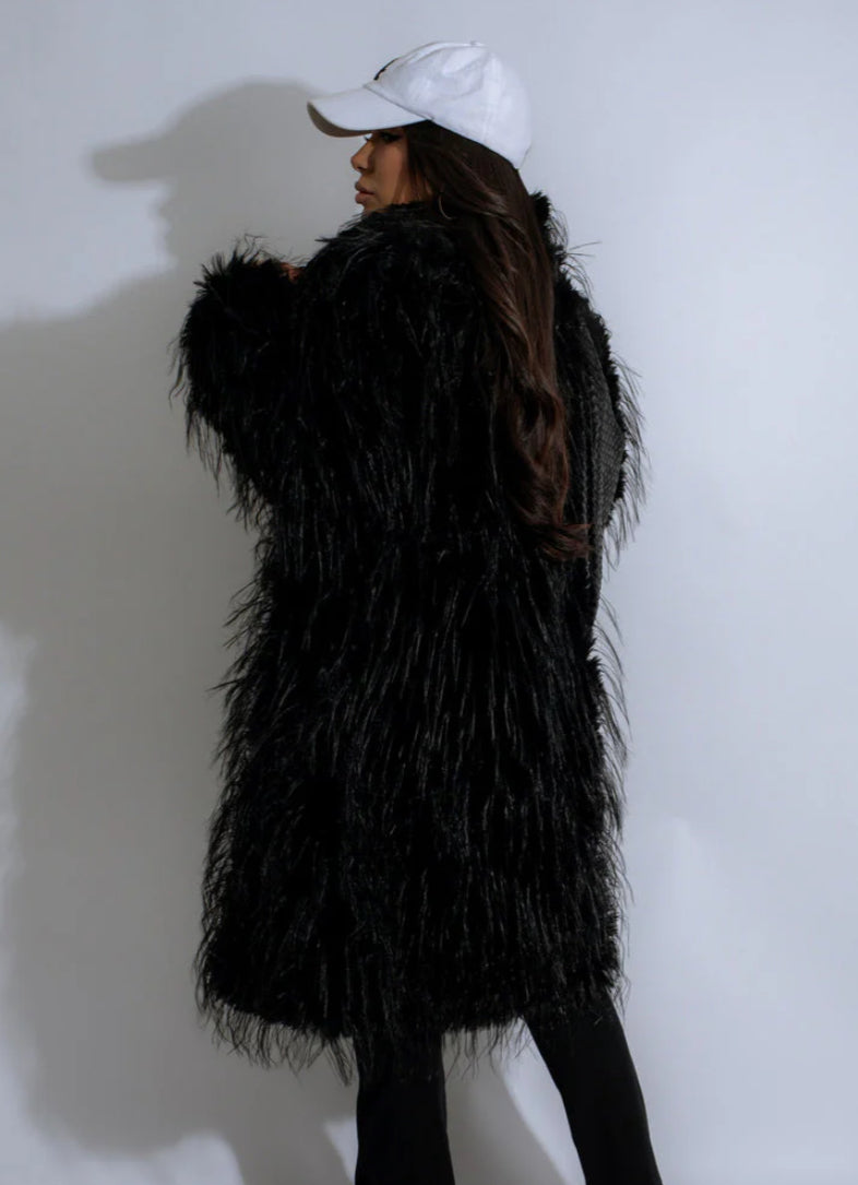 Faux fur long coat