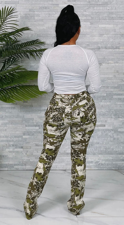 Camo cargo stacked jeans