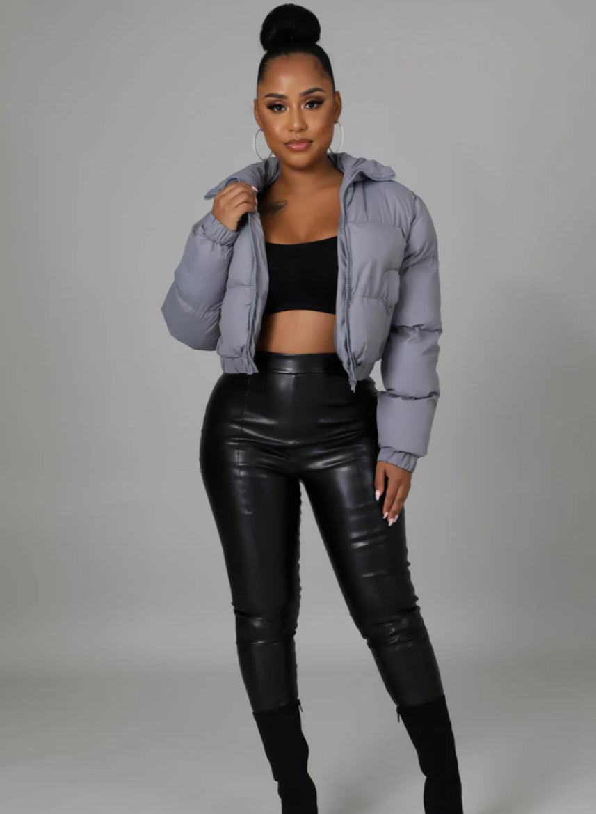 Short puffer zip up jacket